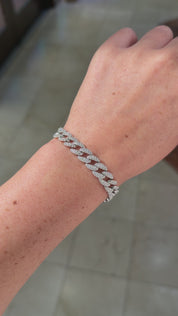 9.4mm Pavé Diamond Cuban Bracelet White Gold