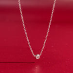 Mini Diamond Bezel Necklace 14k White Gold