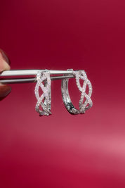 18mm 14k White Gold Pavé Braided Hoops