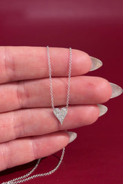Small Pavé Heart Necklace White Gold