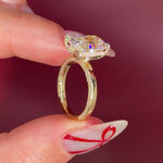 2mm Flat Gold Solitaire Engagement Ring radiant Diamond Center Stone with Diamond Rims in Yellow Gold
