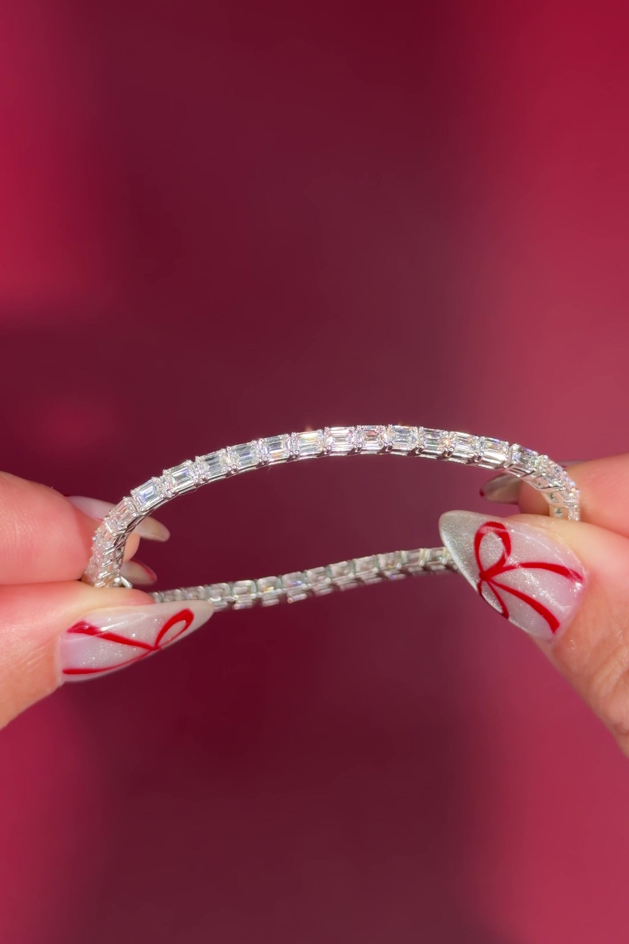 Emerald Lab Diamond Tennis Bracelet White Gold