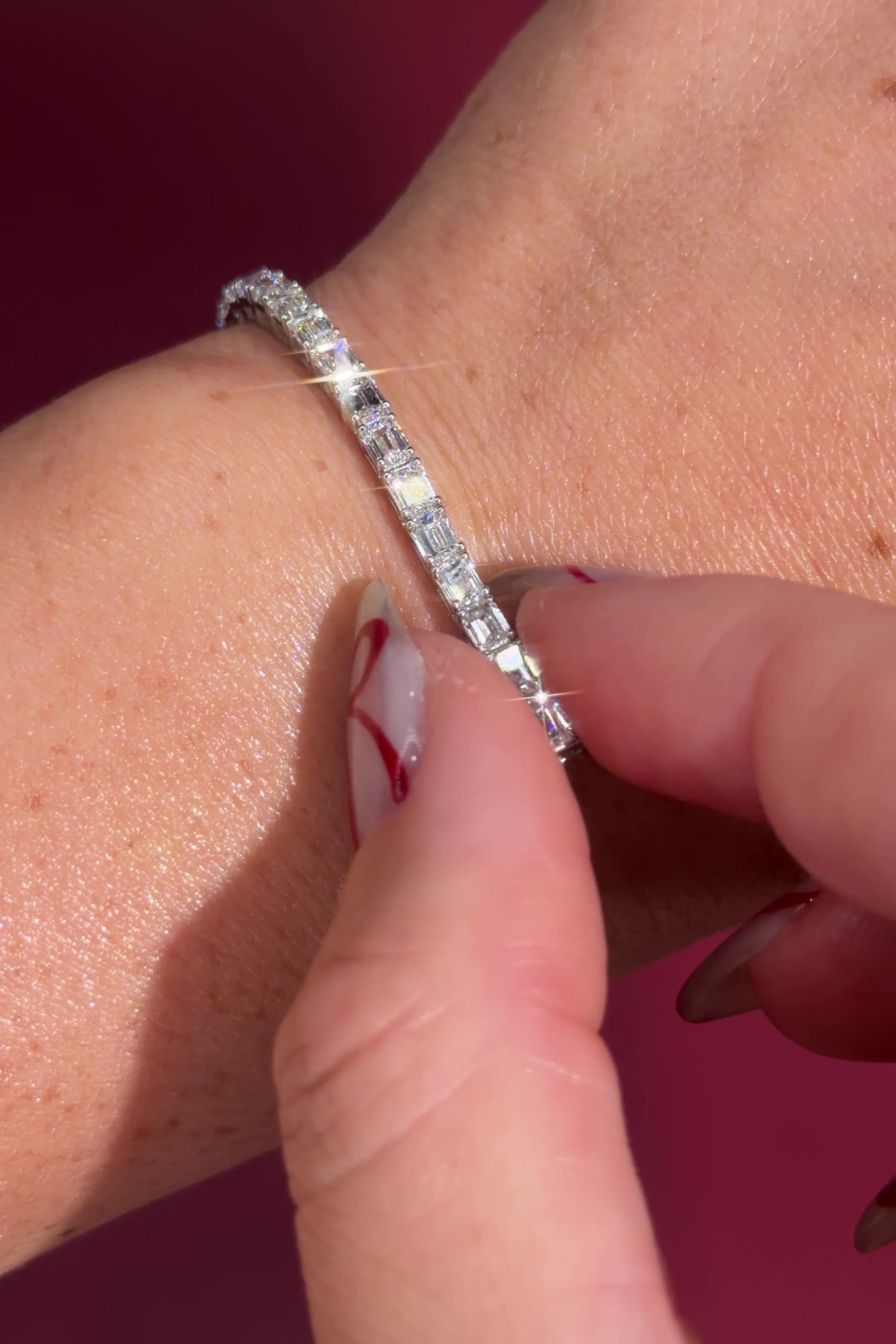 Emerald Lab Diamond Tennis Bracelet White Gold