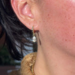 2ct Pear Lab Diamond Drop High Polish Hoops Yellow Gold princess bride diamonds huntington beach jewelry store