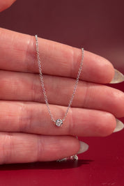 Mini Diamond Bezel Necklace 14k White Gold
