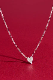 Mini Pavé Heart Necklace White Gold