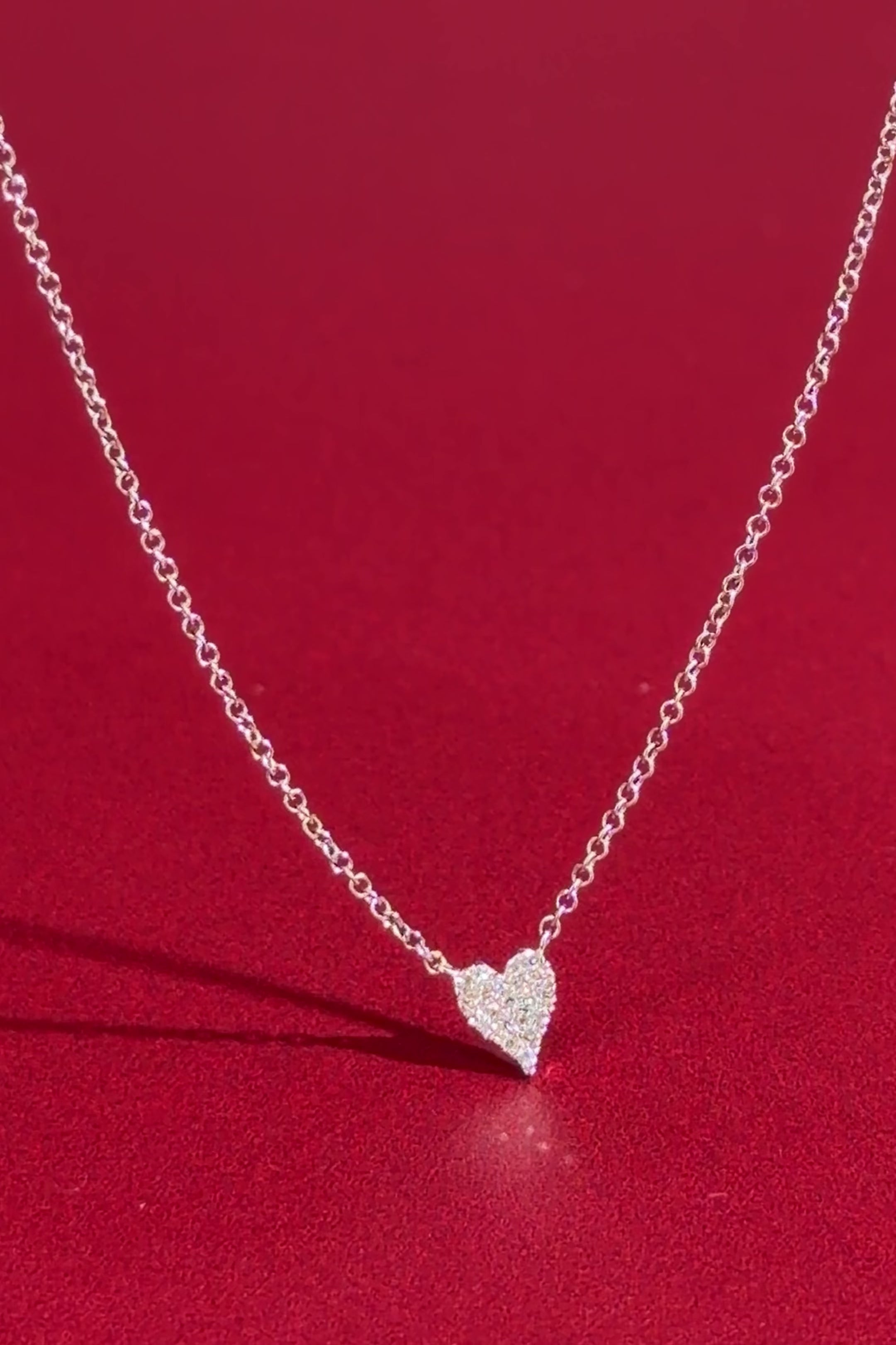 Mini Pavé Heart Necklace White Gold