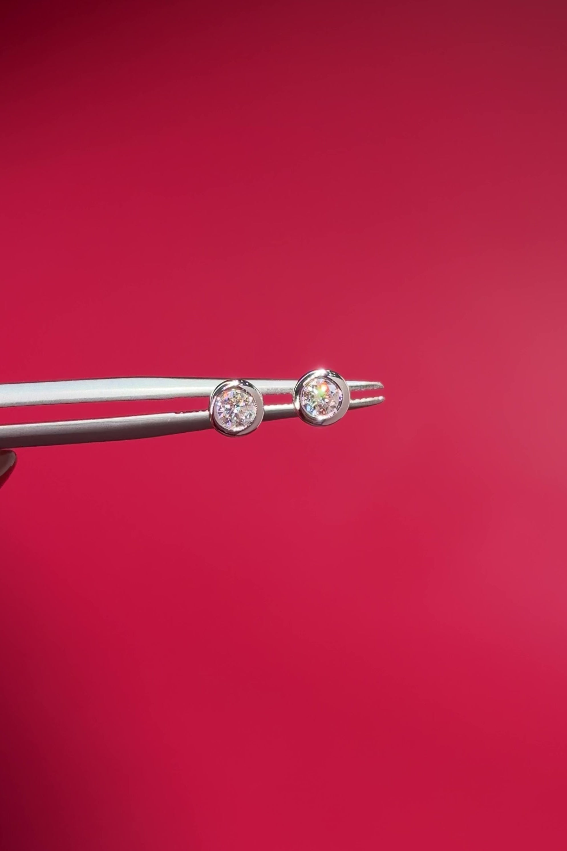 White Gold Diamond Bezel Studs