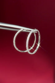 Skinny 25mm Pavé Hoops White Gold huntington beach jewelry store princess bride diamonds