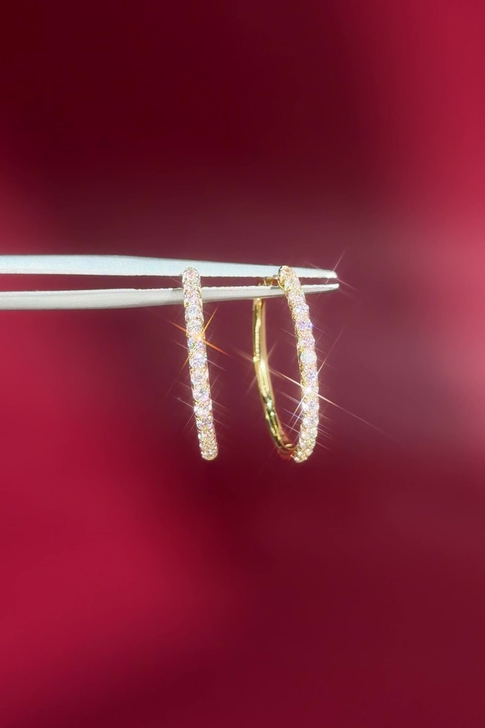 Fine 20mm Pavé Hoops Yellow Gold