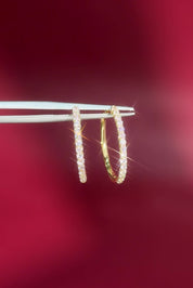 Fine 20mm Pavé Hoops Yellow Gold