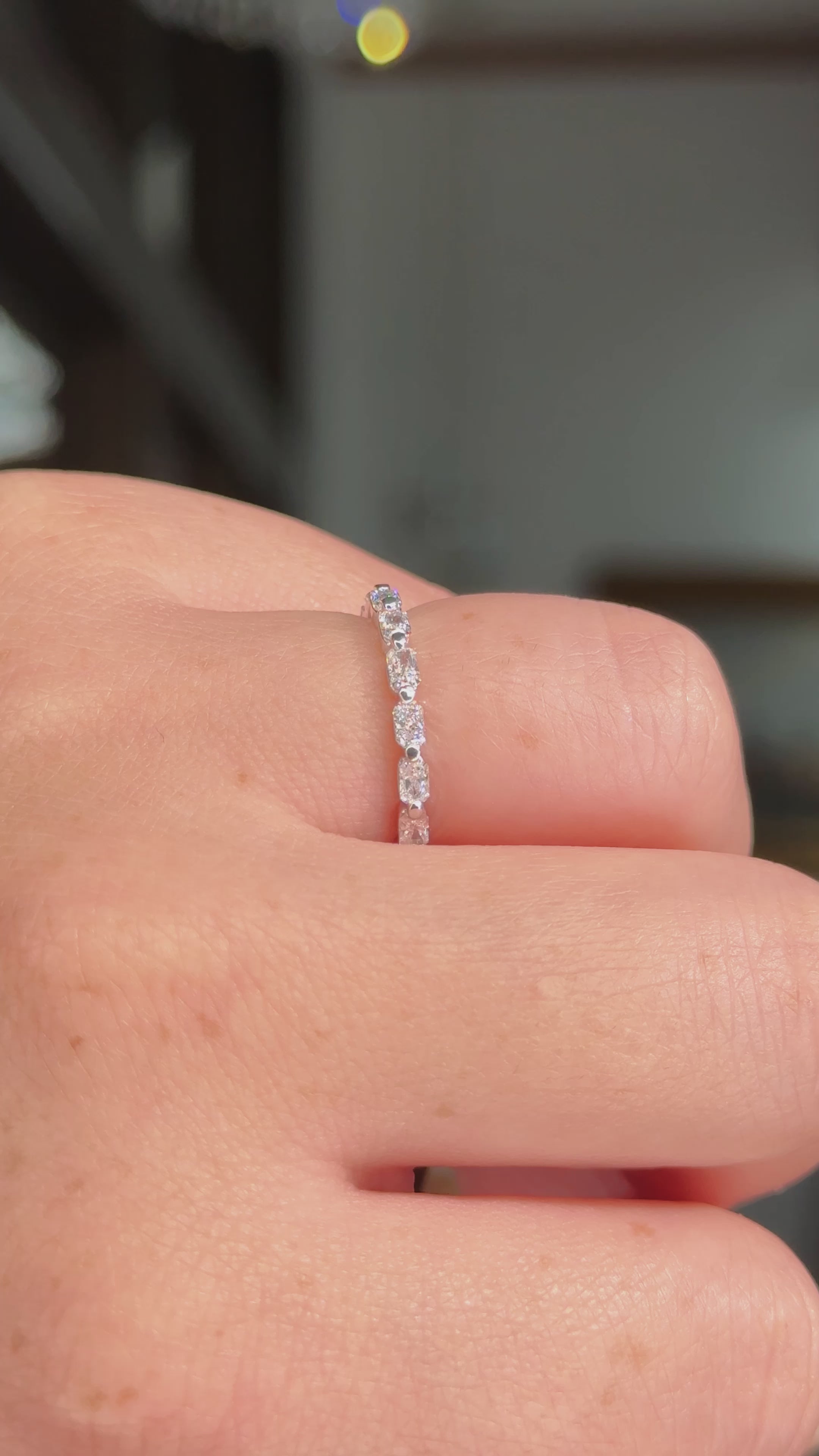 2.0mm East West Radiant Lab Diamond Ring 75% Eternity