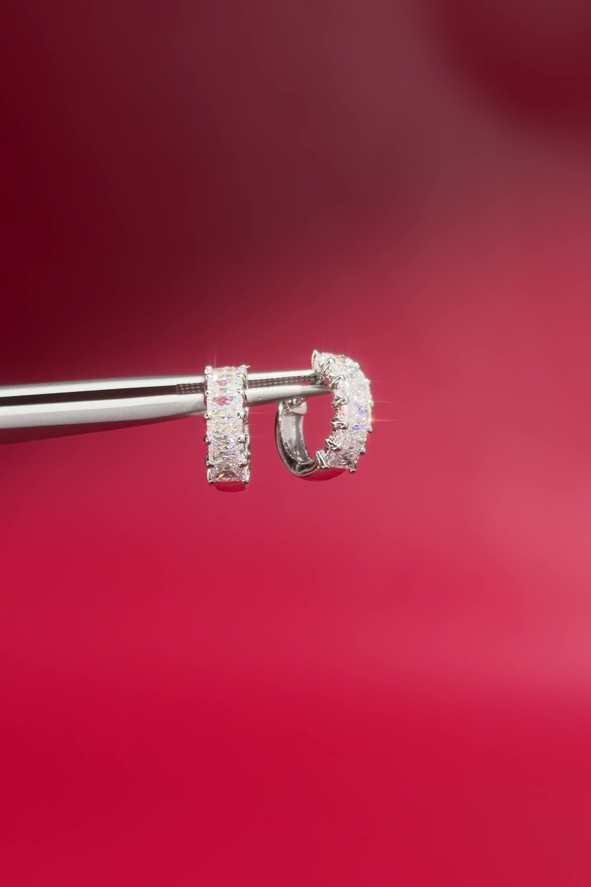 Radiant Lab Diamond Huggies White Gold