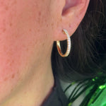 20mm Pavé Hoop Yellow Gold on ear