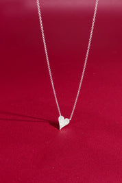 Small Pavé Heart Necklace White Gold