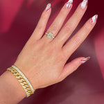 Radiant Lab Diamond Solitaire Engagement Ring with Pave side diamonds and hidden halo