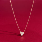 Small Pavé Heart Necklace Yellow Gold