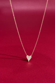 Small Pavé Heart Necklace Yellow Gold