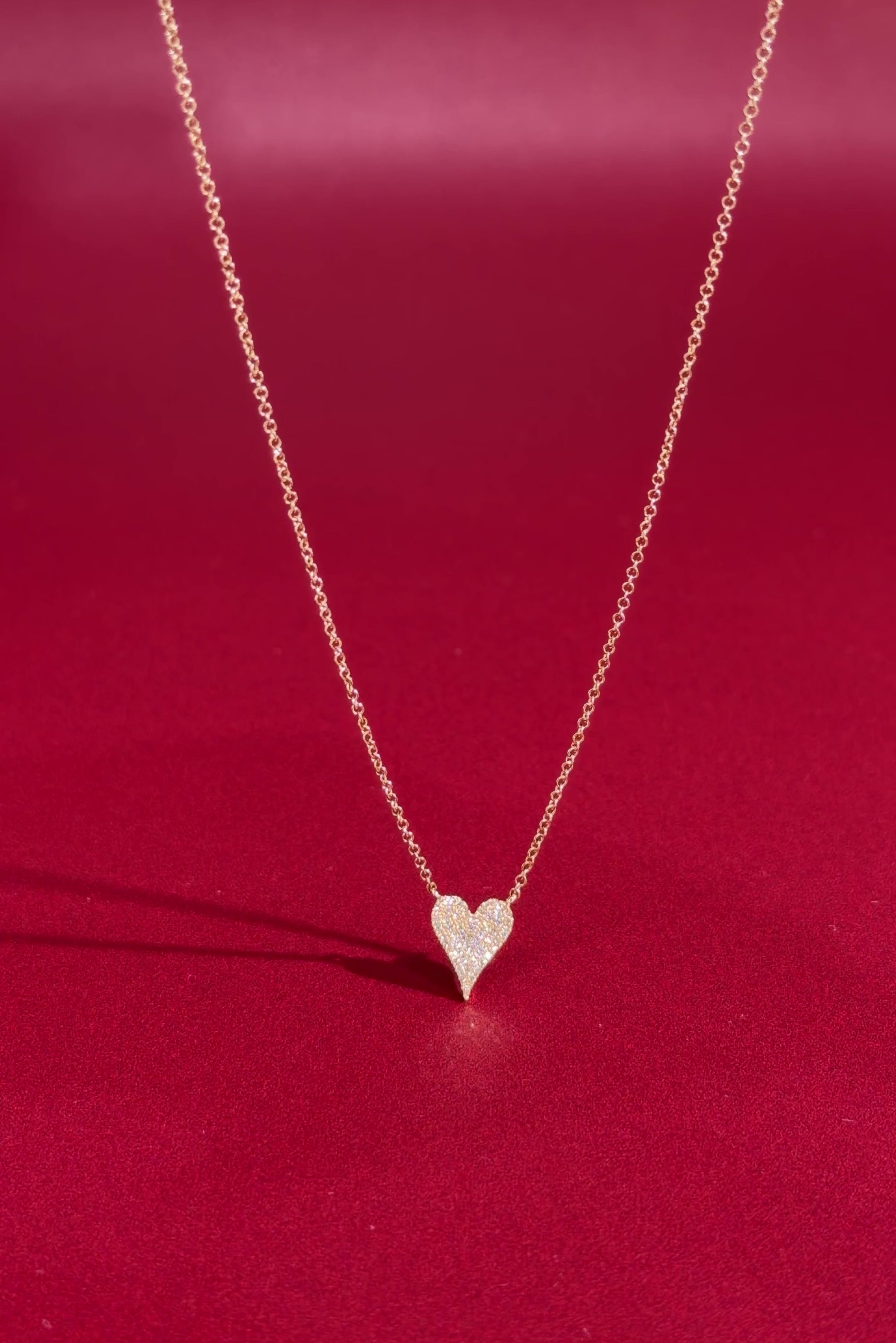 Small Pavé Heart Necklace Yellow Gold