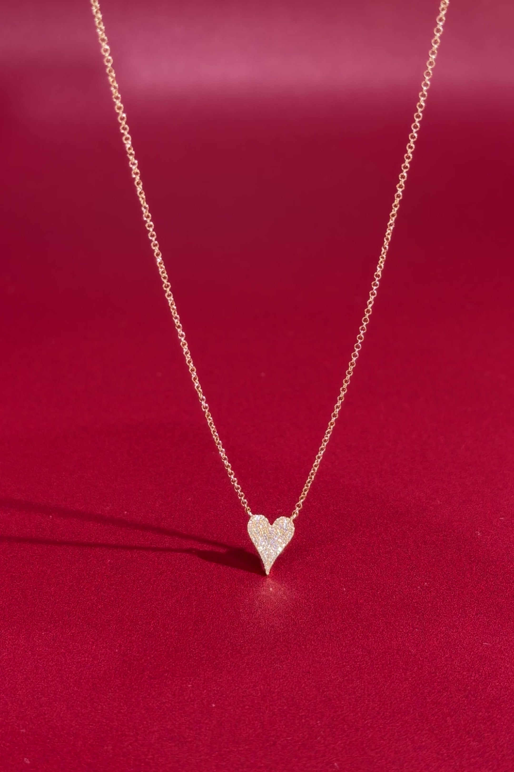 Small Pavé Heart Necklace Yellow Gold
