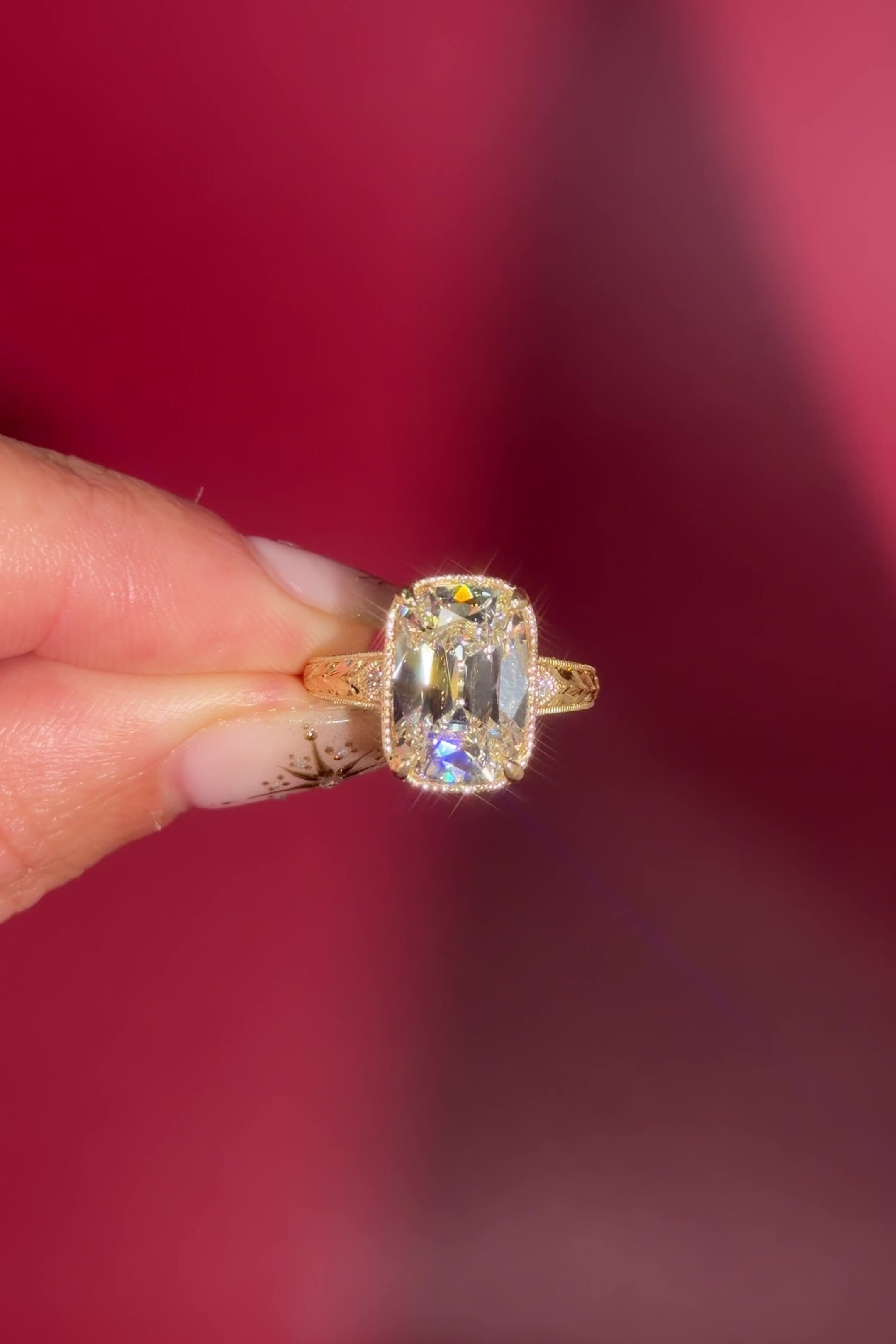 5.08ct F-VVS2 Cushion Lab Diamond Evelyn front view