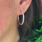 Skinny 25mm Pavé Hoops White Gold huntington beach jewelry store princess bride diamonds