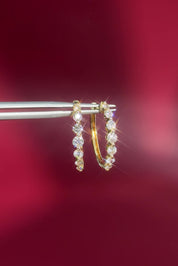 Graduating Floating Diamond Hoops Yellow Gold