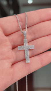 0.56ct Diamond Cross 14k White Gold Chain Necklace