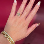 2.09ct D-VVS2 Marquise Lab Diamond Arwen. Nature inspired engagement ring with organic leaves made of gold going up the band to hold the center stone with petal prongs.