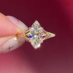 yellow gold marquise lab diamond solitaire split shank engagement ring