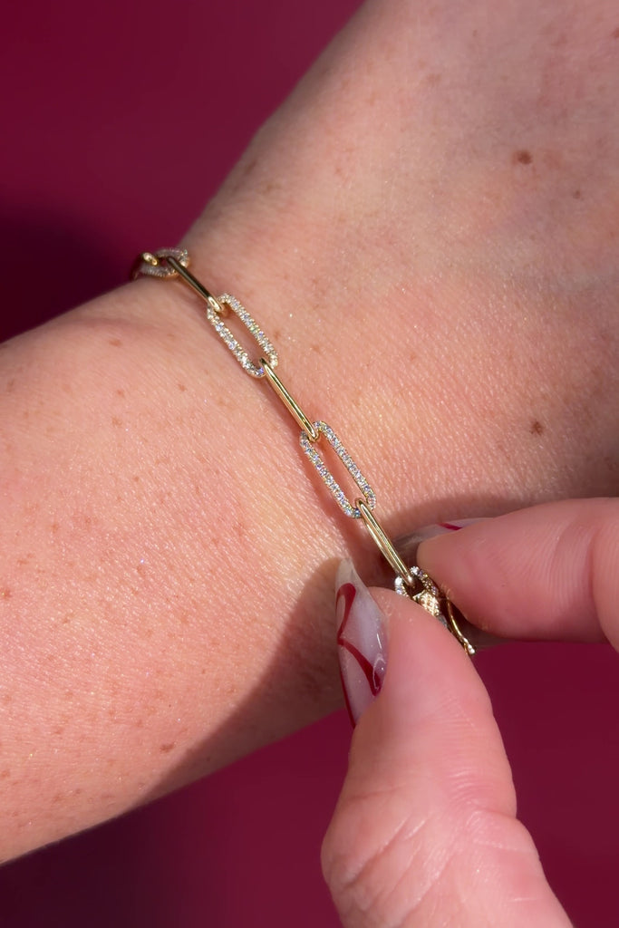 Natural Diamond Paperclip Bracelet