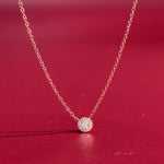 Mini Diamond Halo Necklace Rose Gold