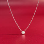 Mini Diamond Halo Necklace White Gold