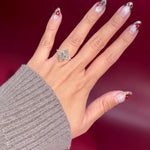 marquise lab diamond engagement ring yellow gold cluster side stones setting on hand