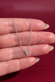 Mini Pavé Heart Necklace White Gold
