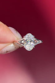 oval lab diamond white gold solitaire split shank engagement ring