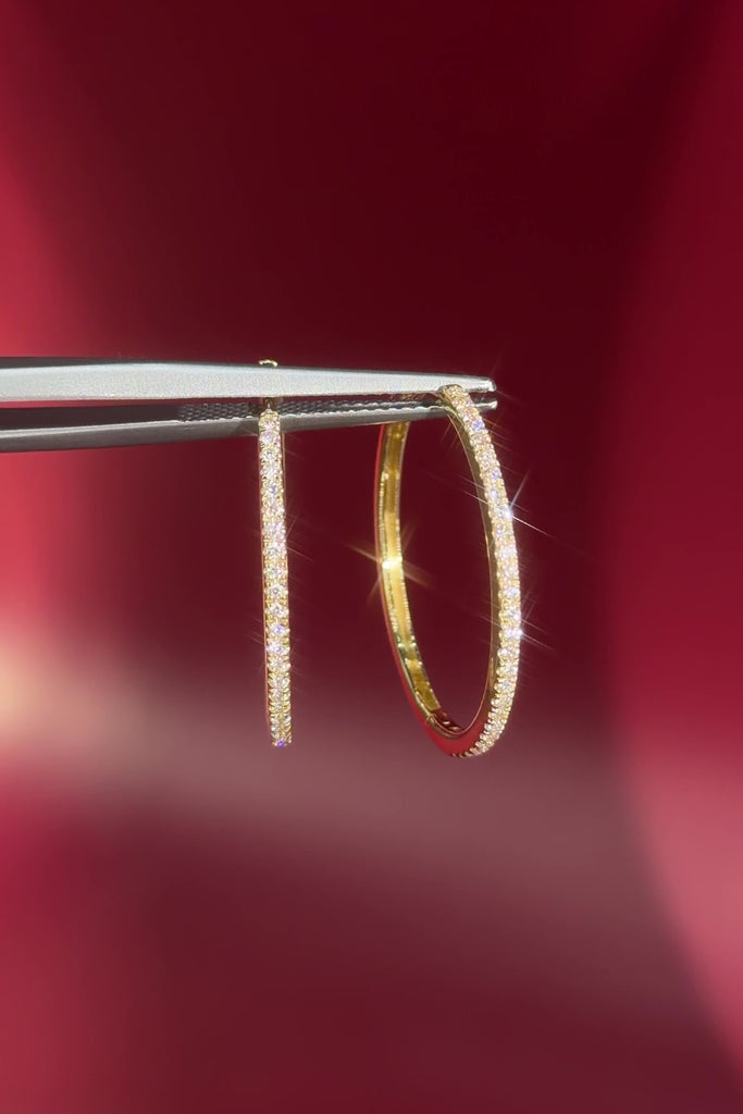 Extra-Fine 25mm Pavé Hoops Yellow Gold princess bride diamonds huntington beach jewelry store