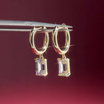 2.2ct Emerald Drop High Polish Hoops Yellow Gold Princess Bride Diamonds Huntington Beach Jewelry Store