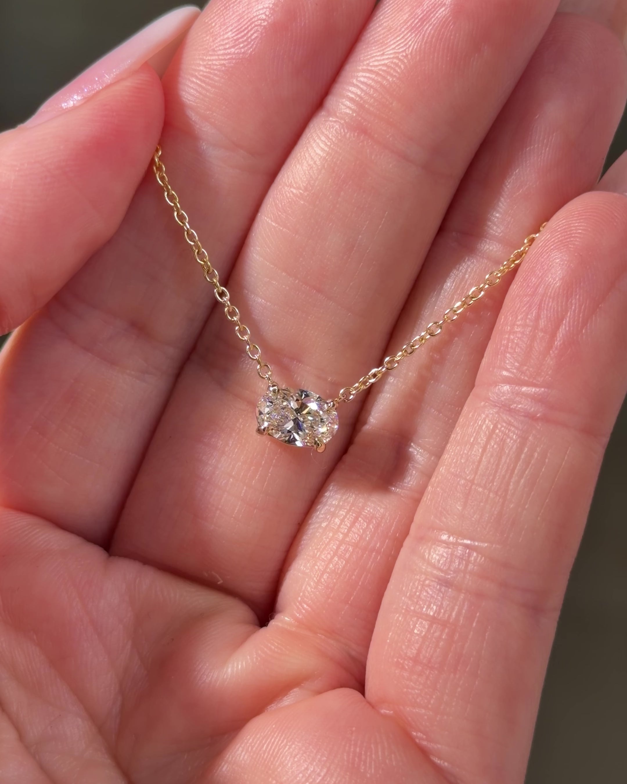 East West Oval Brandi Necklace | 1.01ct D-VVS2 Lab Diamond | 14K Yellow Gold