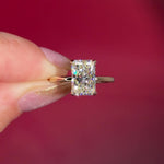 2.54ct F-VS1 Radiant Lab Diamond Leah. Simple and low maintenance, the Leah is a timeless solitaire designed for everyday wear. Crafted in solid 14k yellow gold, this traditional style features our classic belt design four prong head, offering added security while still maintaining one of the lowest maintenance settings we offer ✨