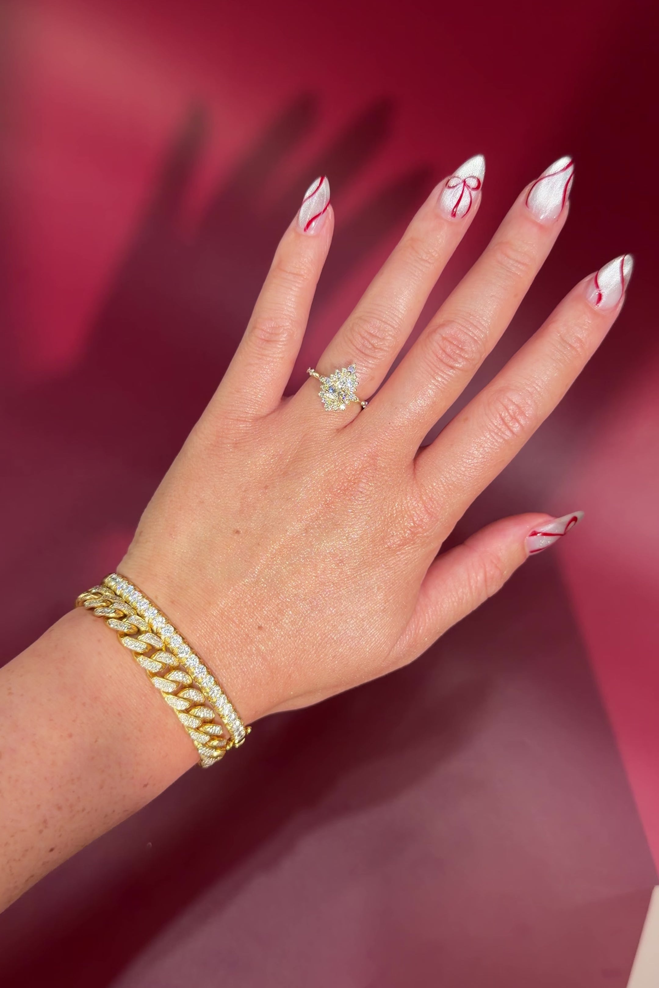 Vintage Style Pear Snowflake Halo Engagement Ring with Spaced Diamonds