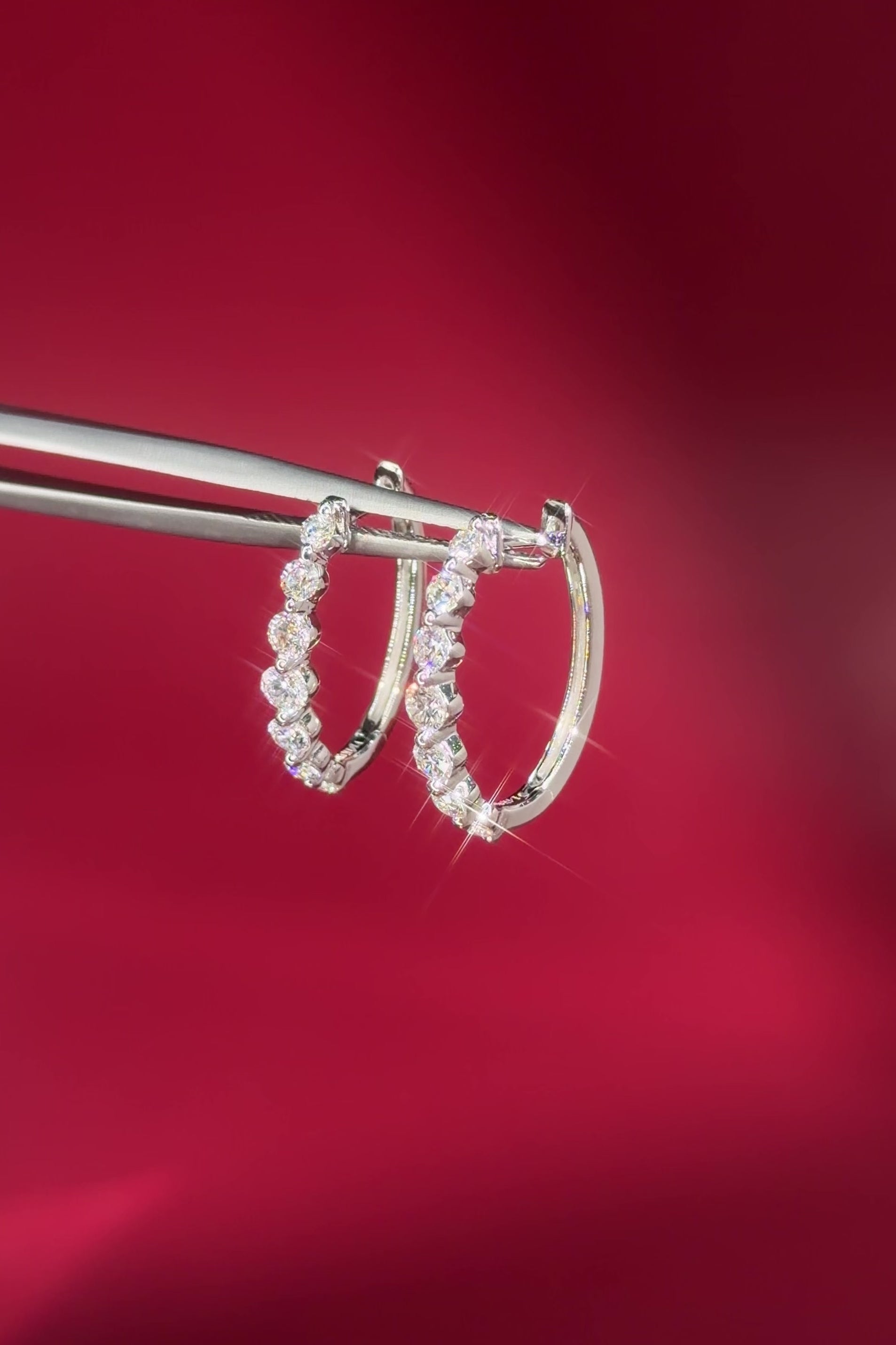 Graduating Floating Diamond Hoops Natural Diamond iat Princess Bride Diamonds Jewelry Store Huntington Beach