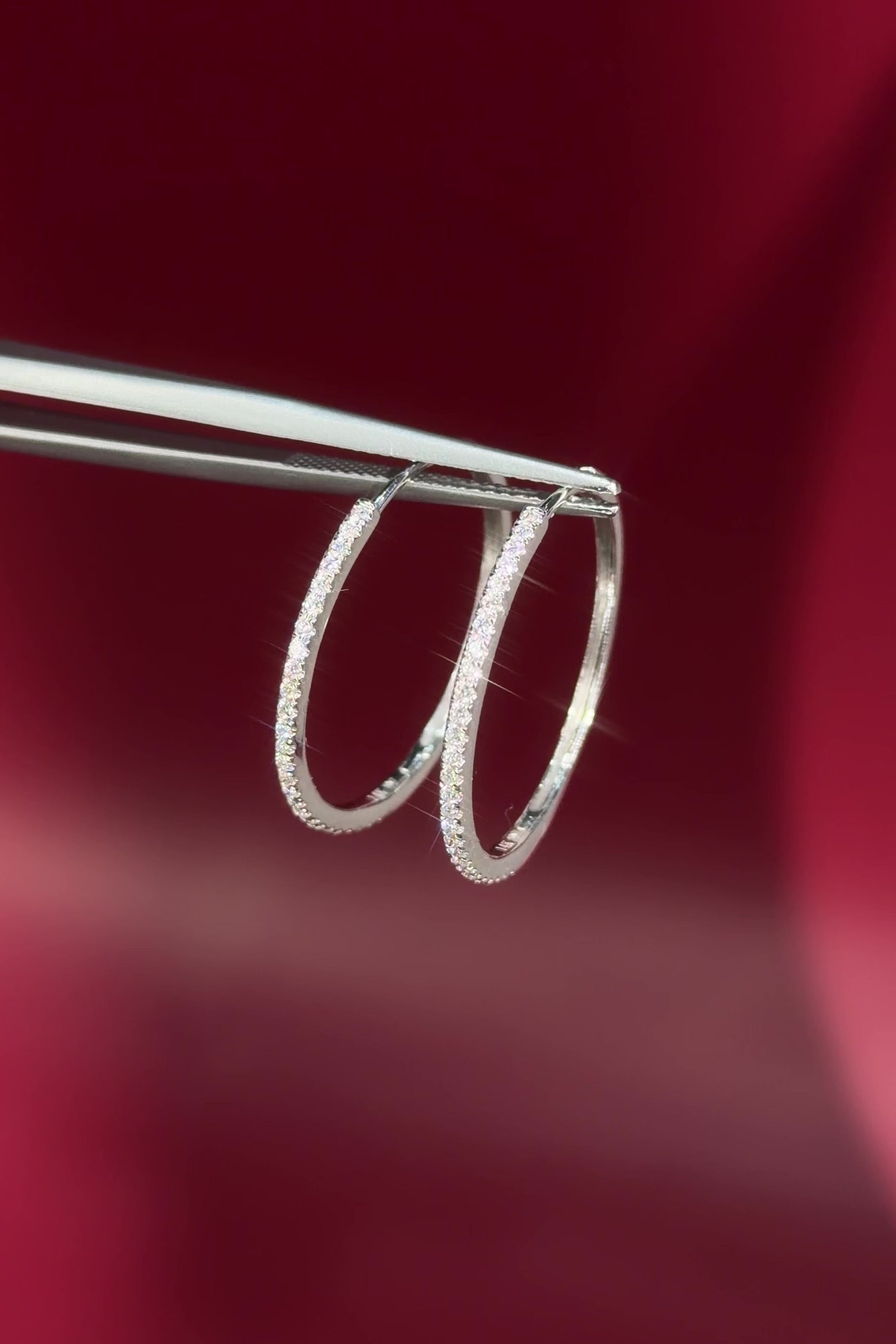 Extra-Fine 25mm Pavé Hoops White Gold huntington beach jewelry store princess bride diamonds