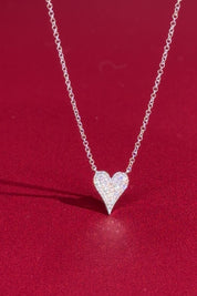 Small Pavé Heart Necklace White Gold