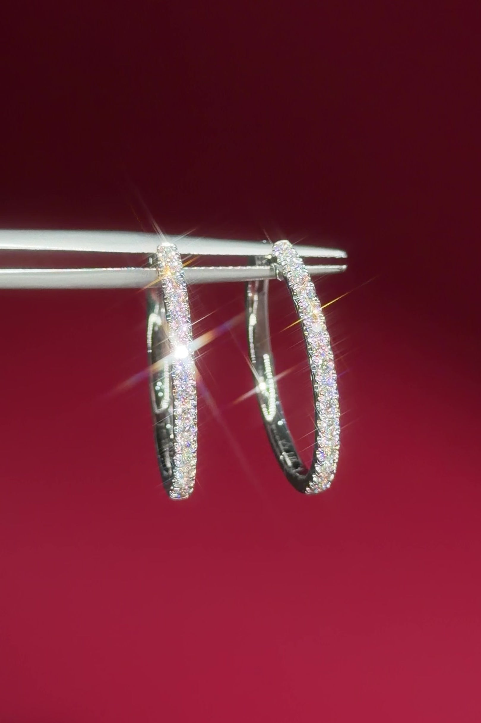 25mm Pavé Hoop White Gold Natural Diamonds