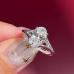 oval lab diamond white gold solitaire split shank engagement ring