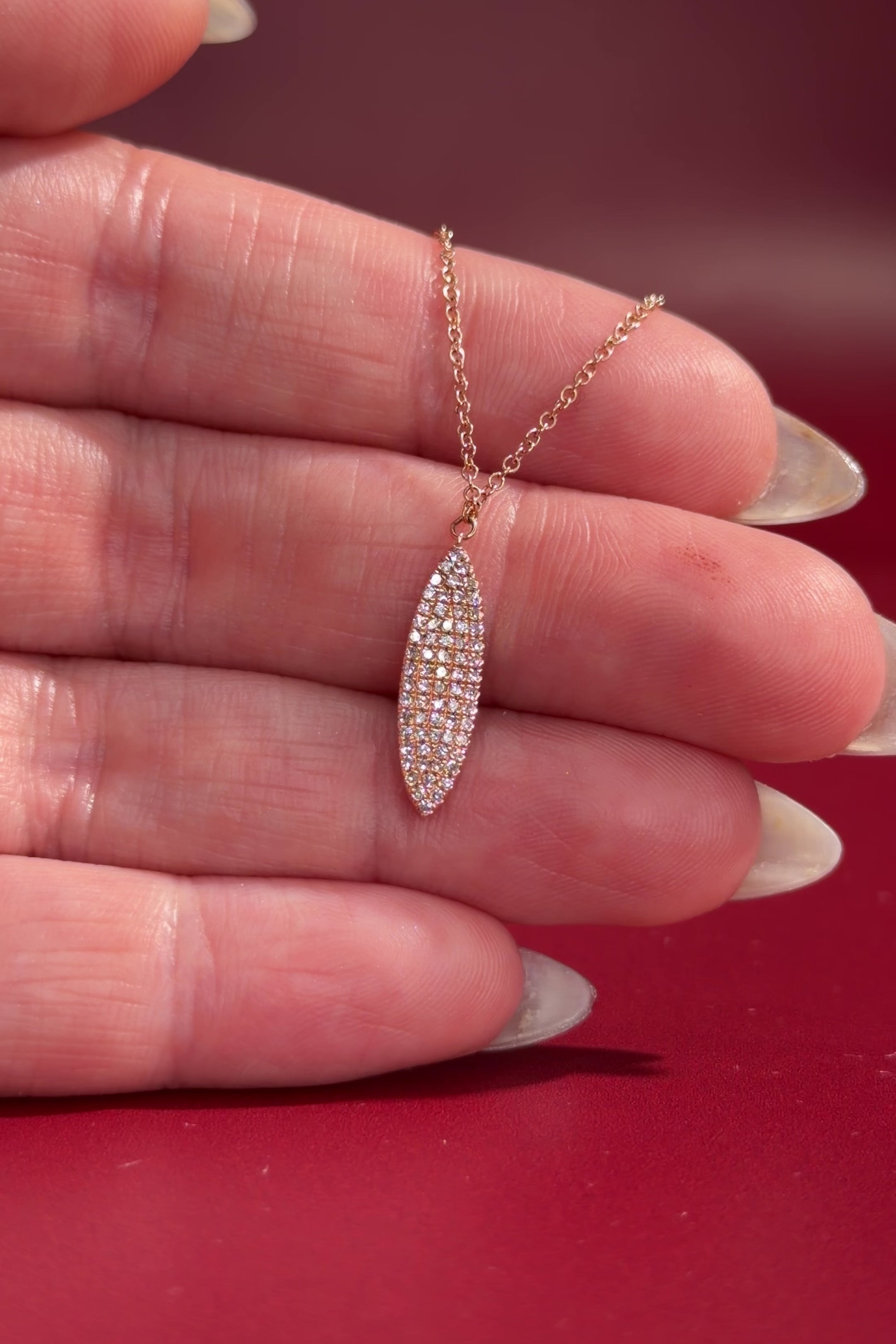 Pavé Diamond Surfboard Necklace
