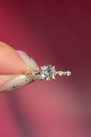 round lab diamond yellow gold engagement ring floating diamond band hidden halo