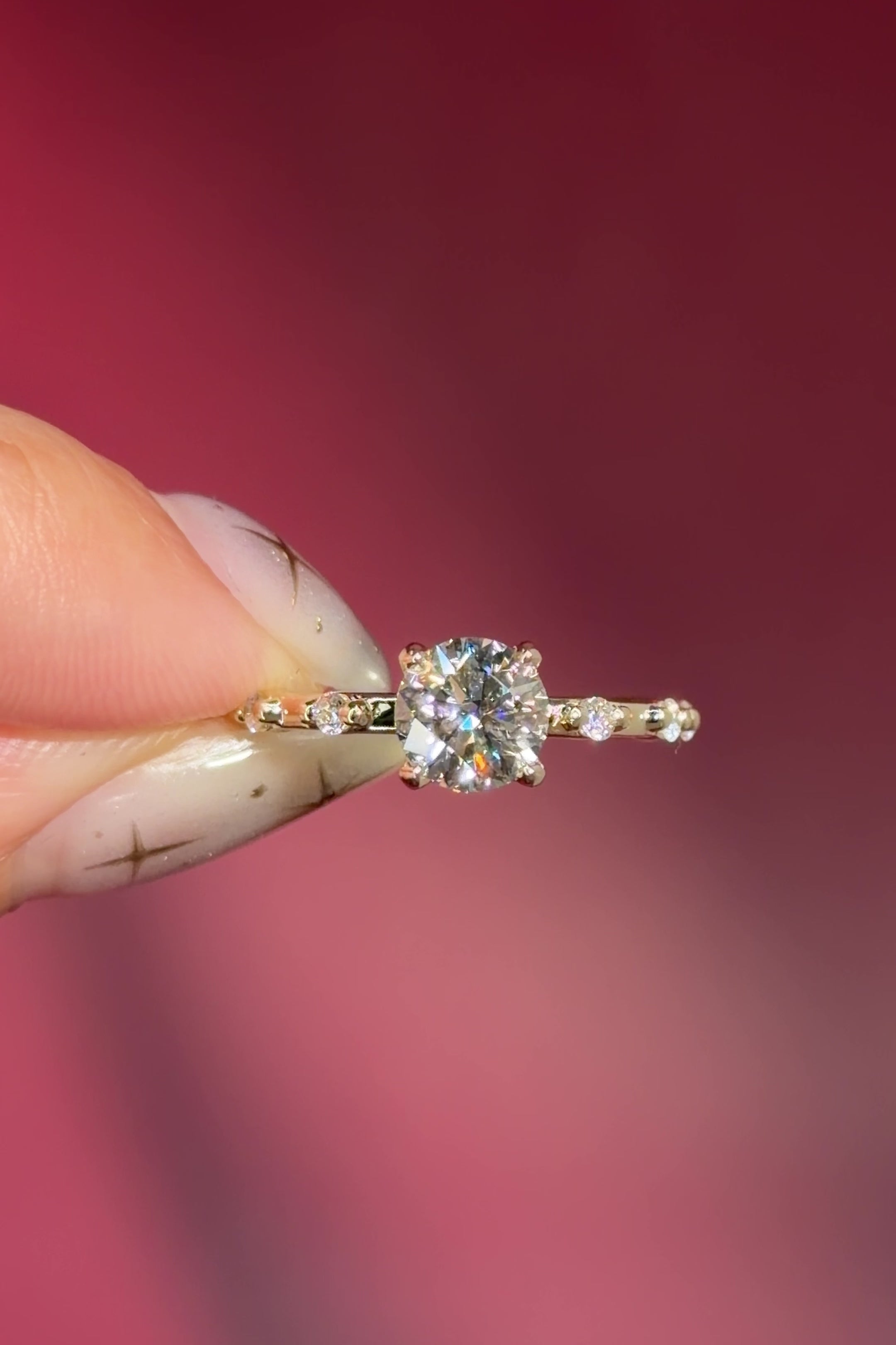 round lab diamond yellow gold engagement ring floating diamond band hidden halo