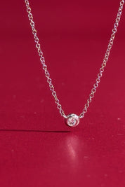 Mini Diamond Bezel Necklace 14k White Gold
